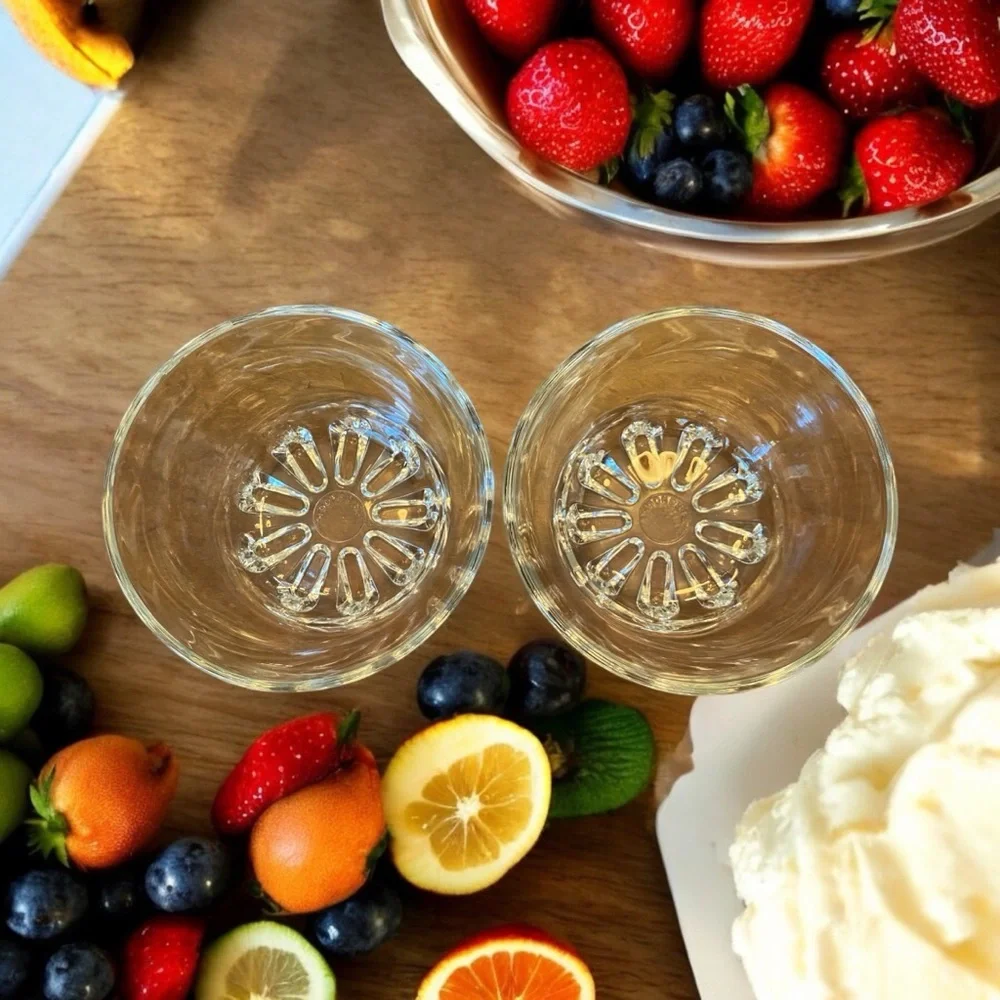 Vintage Bormioli Rocco Galassia Glass Ice Cream Dessert Bowls - Set of 2